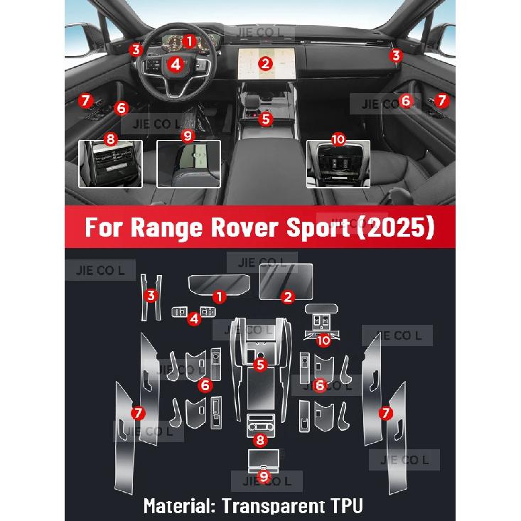 

Anti-scratch Car Interior Center Console Media Dashboard Navigation TPU Protector Film For RANGE ROVER SPORT Version 2025 Left rudder driving