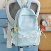 Schoolbag Korean fresh plaid corrugated backpack girl heart lace small schoolbag girls junior high school students female commuter bag