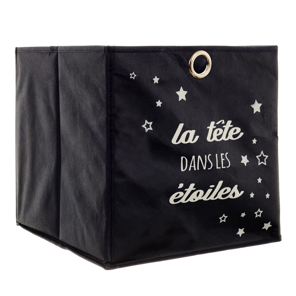 Les Trésors De Lily [A1798] - Aufbewahrungswürfel 'Head in the Clouds' schwarz - 30x30