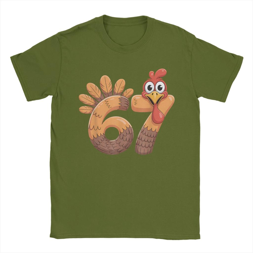 67 Thanksgiving Funny Turkey Thanksgiving 67 Turkey T-Shirt for Men Pure Cotton Tees Round Collar Short Sleeve T Shirt Clothing