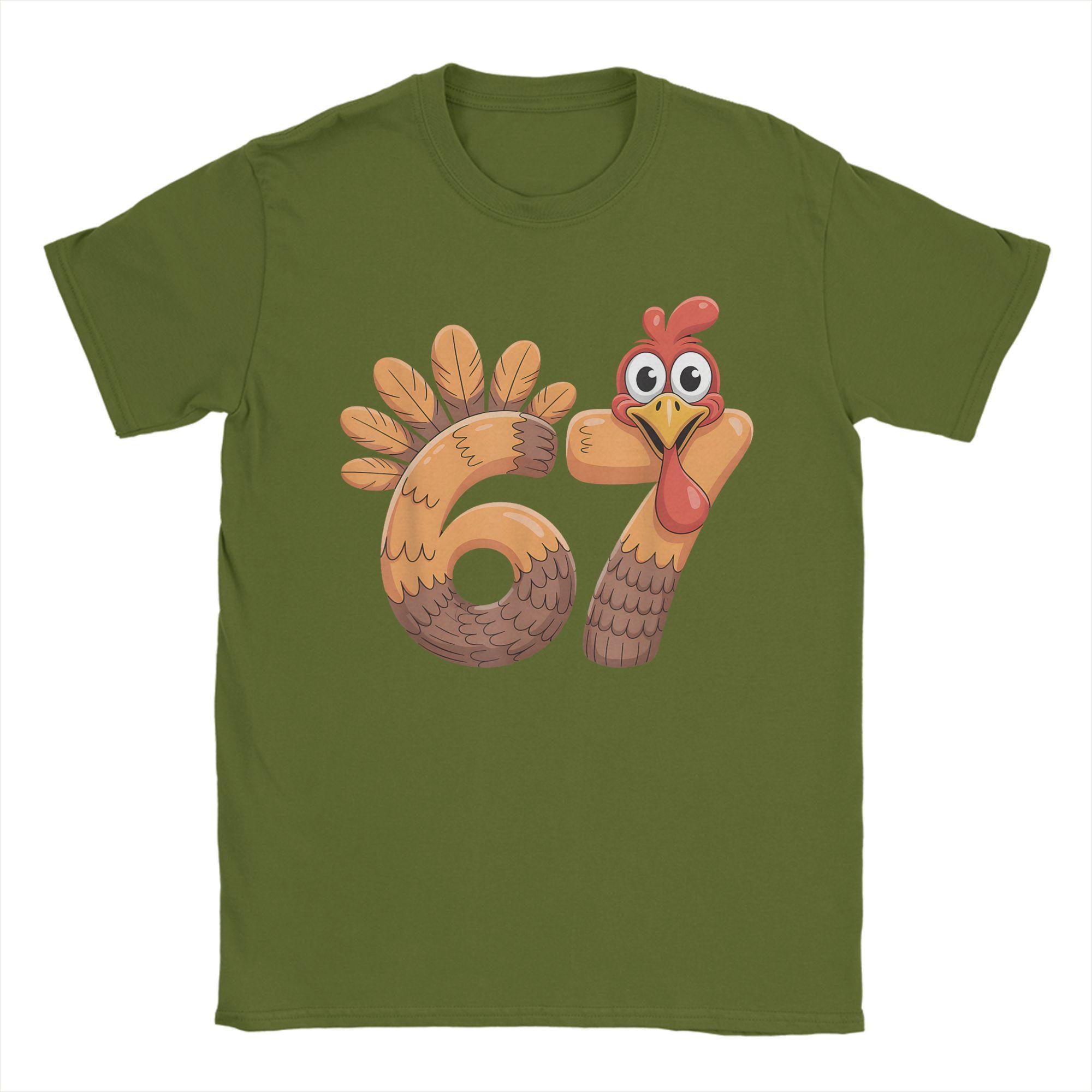 

67 Thanksgiving Funny Turkey Thanksgiving 67 Turkey T-Shirt for Men Pure Cotton Tees Round Collar Short Sleeve T Shirt Clothing 4XL