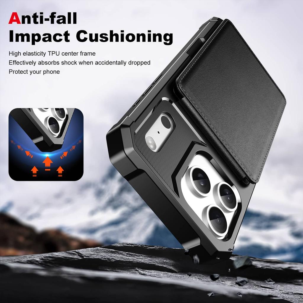 Wallet Case for iPhone 17 Pro Max/Air/17 Pro/17 with Card Slots, Flip Magnetic Closure Kickstand TPU Bumper Protective Cover