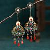 Gold Plated Imitation Jade Earrings For Women, Exquisite Long Style, Niche Design, Antique Style Jewelry Gift