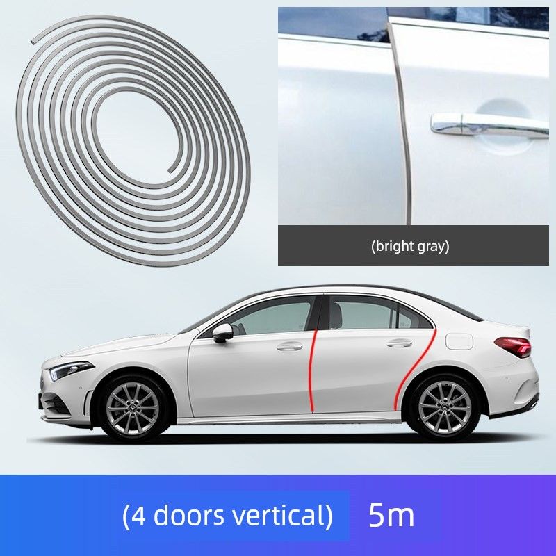 Car Door Anti-Collision Strip, Protective Strip, Anti-Collision Invisible Transparent Anti-Scratch Door Edge Protector [Upgraded Bright Gray] Four-Door Vertical Edge 5m
