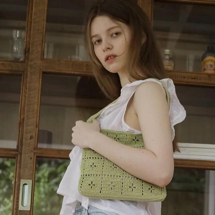 No.06 / Lily Bag _ Lime (Lily Shoulder Bag, Crochet Bag, Knit Bag)