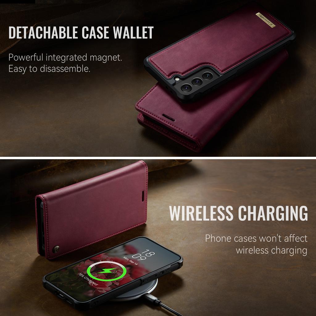 For Samsung Galaxy S22+ 5G Case CASEME C49 Compatible with MagSafe RFID Blocking Detachable Wallet Leather Phone Cover