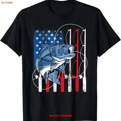 Pêche Drapeau Américain Vintage Pêcheur de Bar T-shirt Lavé streetwear Mode élégante Confortable Doux vintage Lavé
