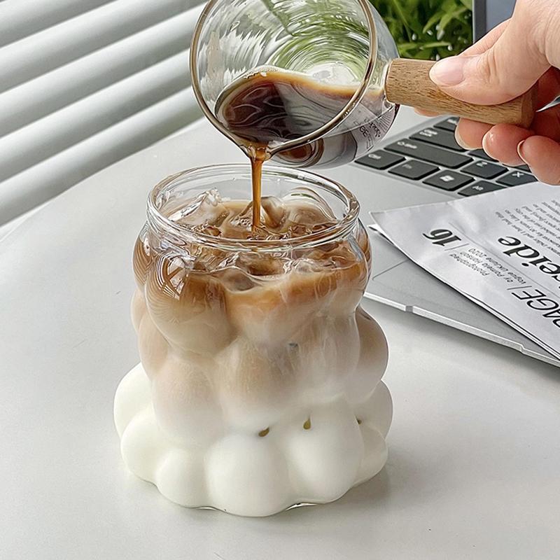 Glazen Kopjes Koude Iced Koffie Mok Transparante Drinkglazen Koffiemok Schattige Glazen Kopjes Bureauaccessoire Esthetisch Cocktailglas
