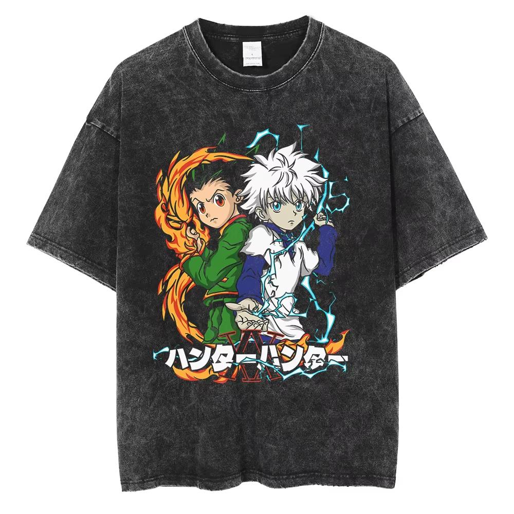 

Аниме HUNTERxHUNTER Футболка Винтажная Уличная одежда Харадзюку С принтом Выстиранные Графические Футболки Мужские Хип-хоп Хлопок Топ Футболки M