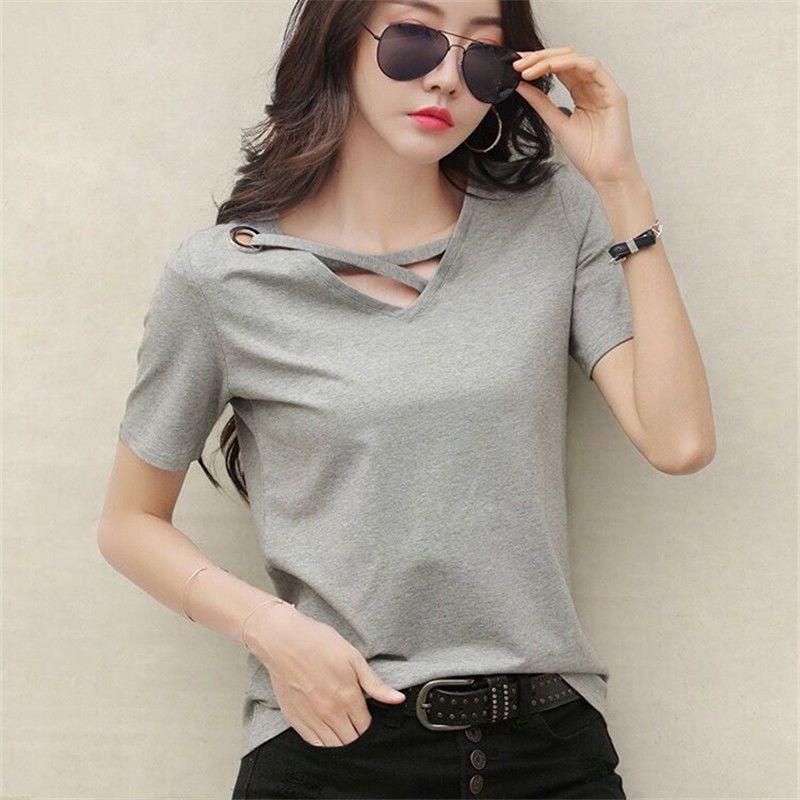Summer Plus Size Women's Short Sleeve T-Shirt with  V-Neck  Comfortable and Soft Tops
