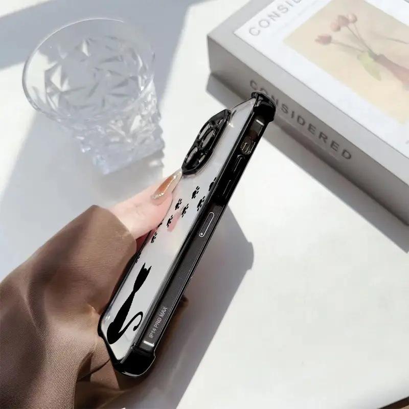 Foreign trade explosion cat black cat claw print mobile phone case iPhone13/14Promax electroplated airbag anti-drop transparent case