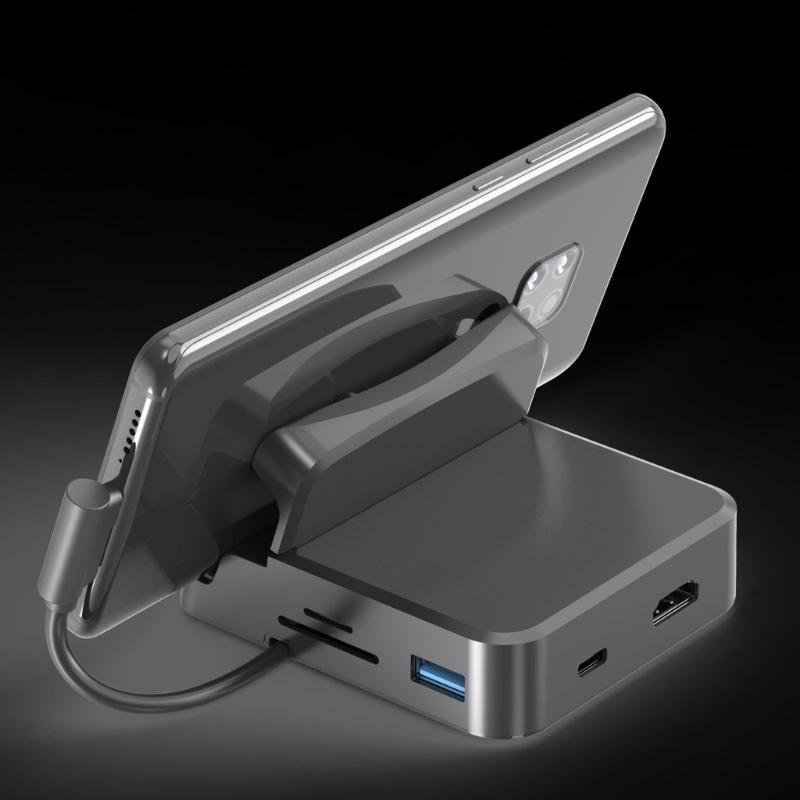 Versatility USB C Hub USB C Expansion Dock with Phone Stand Function for Highly Speed Data Transfer &Charging Efficiency