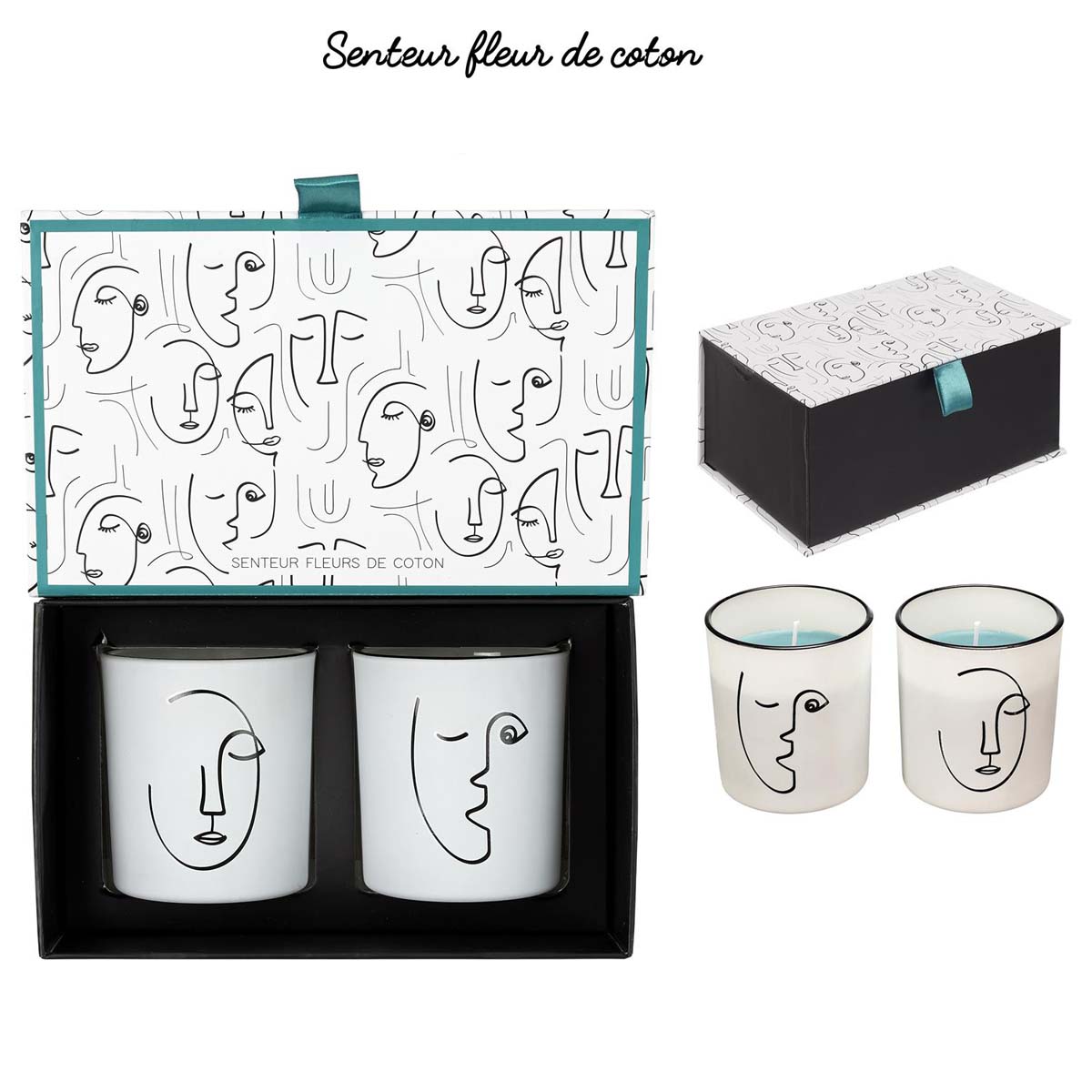 

Les Trésors De Lily [A0900] - Коробка из 2 ароматических свечей Arty черный белый (хлопок цветок) - 8x7см