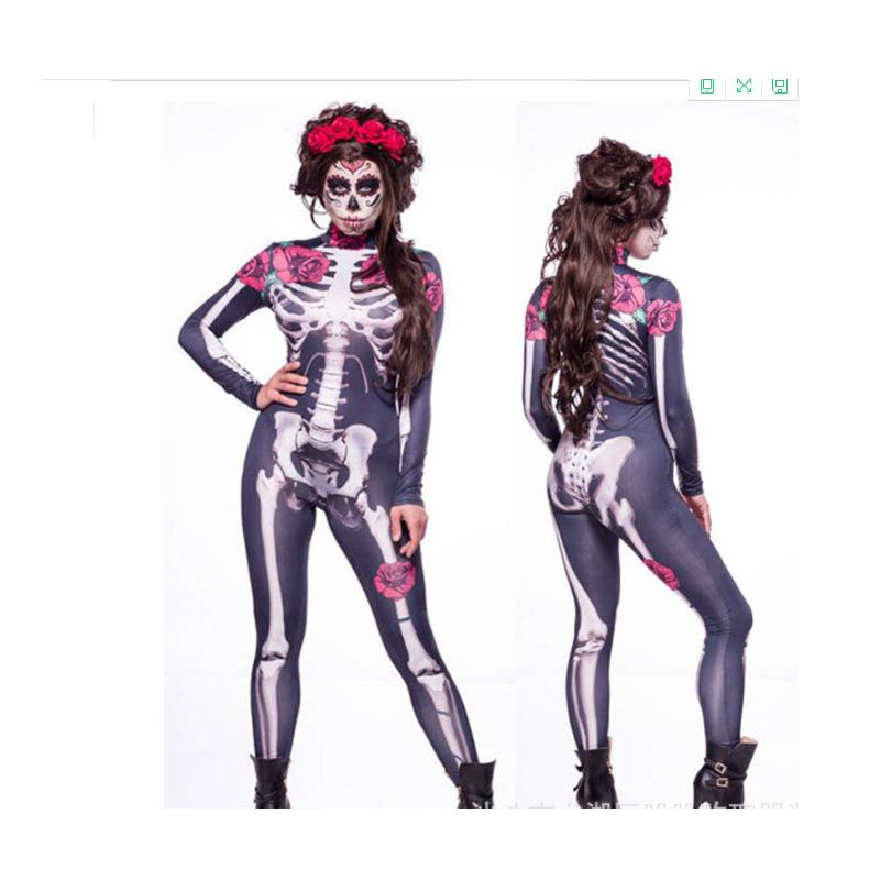 Cosplay Halloween Totenkopf Kostüm Zombie Overall Uniform, Untoter Bar, Halloween Totenkopf Zombie Kostüm