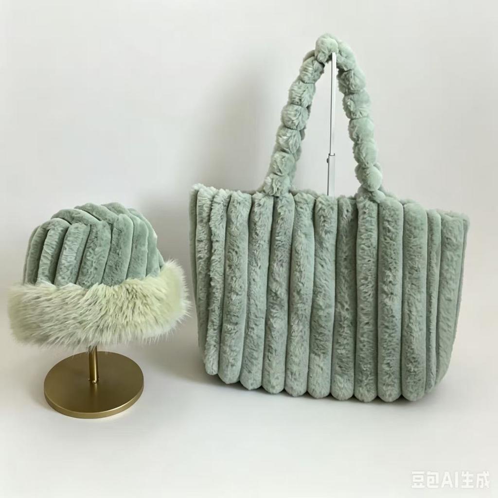 Sugar gourd big bag plush autumn and winter new cute shoulder tote fashionable large-capacity bag handbag