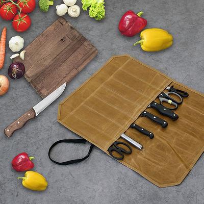 Knife Roll Bag With 7 Slots Large Capacity Easy Carrying Waterproof Portable Cooking Knife Organizer Storage Pouch
