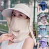 Women Detachable Cover Neck Flap Wide Brim Anti UV Breathable Beach Cap Sun Hat