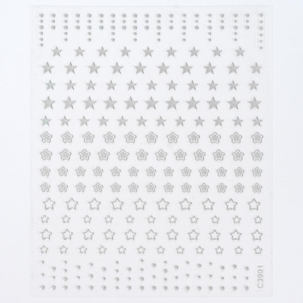 Black White Star 3D Nail Art Sticker Y2K Pentagram Self-Adhesive Decals Laser Shiny Glitters Starlight Manicure Ornaments Slider