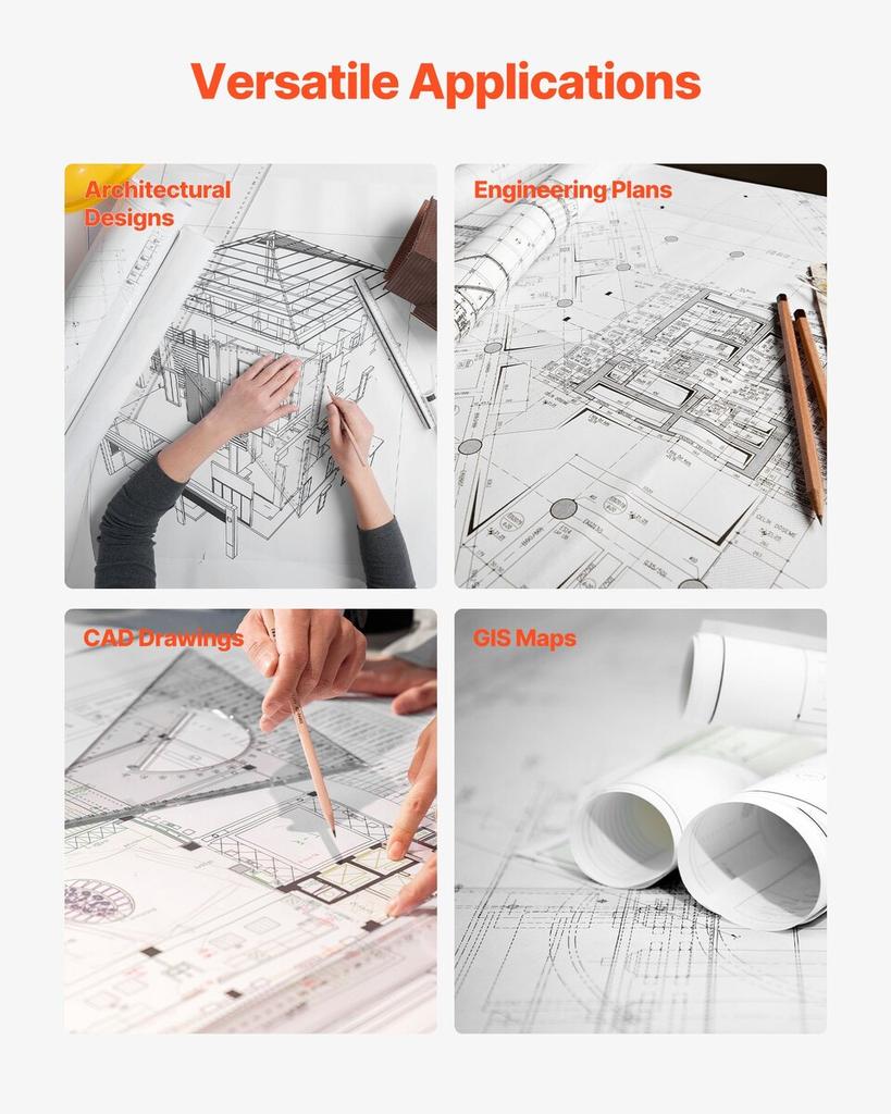 Wide Format Paper, 609.6 Mm X 45.7 M Plotter Roll, 2 Rolls CAD Bond Rolls with 50.8 Mm Core, 80 GSM Plotter Roll Rolls, for CAD Drawings, Engineering
