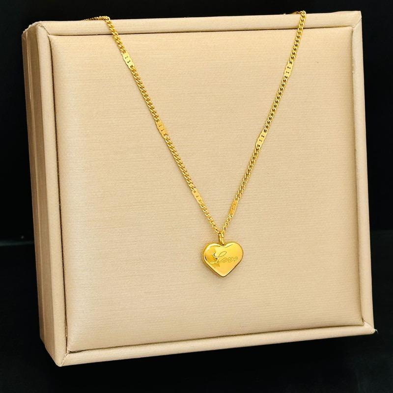 LOV love necklace new women's summer collarbone chain simple temperament does not fade light luxury neck chain peach heart titanium steel jewelry