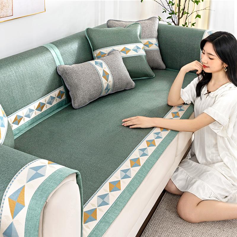 Sofa Cushion Summer Mat Cooling Rattan Rattan Mat Sofa Cover Ice Silk Simple Seat Cushion Modern High-End