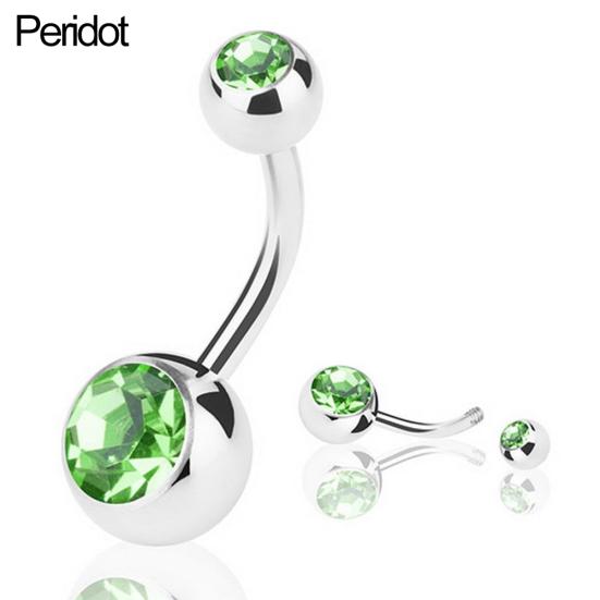Stainless Steel Navel Ring Rhinestone Belly Button Ring Bar Piercing Jewelry