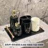 6-piece Bathroom Supplies Ceramic Marble Mug Emulsion Bottle Toothbrush Holder Storage Tray Bathroom Decoration Accessories