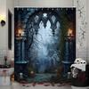 Halloween Shower Curtain Gothic Skull Skull Bat Funny Cute Halloween Bath Curtains Scary Spooky Horror Bathroom Decor With Hooks