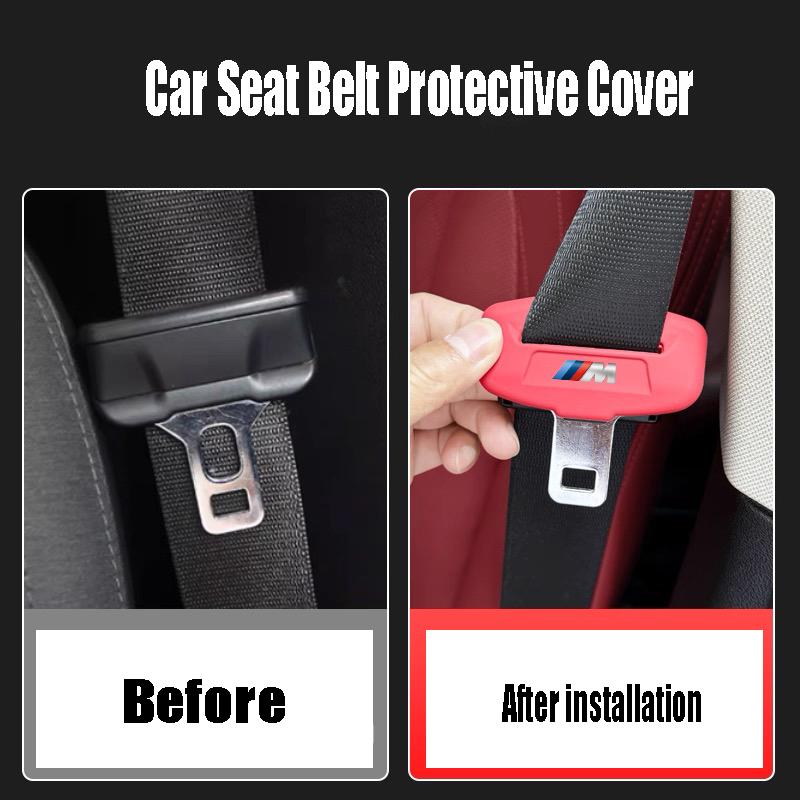 2pcs Silicone Car Seat Belt Buckle Protective Cover Decorative Accessories For BMW X1 X2 X3 X5 X4 X6 X7 iX3 F20 F10 F07 E70 E46 E1