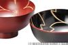 J-Kitchens 12cm Inner Cherry Blossom Soup Bowls, Set of 2, Tamuke and Kodaishu, Lacquered, Hand-Painted, Made in Japan