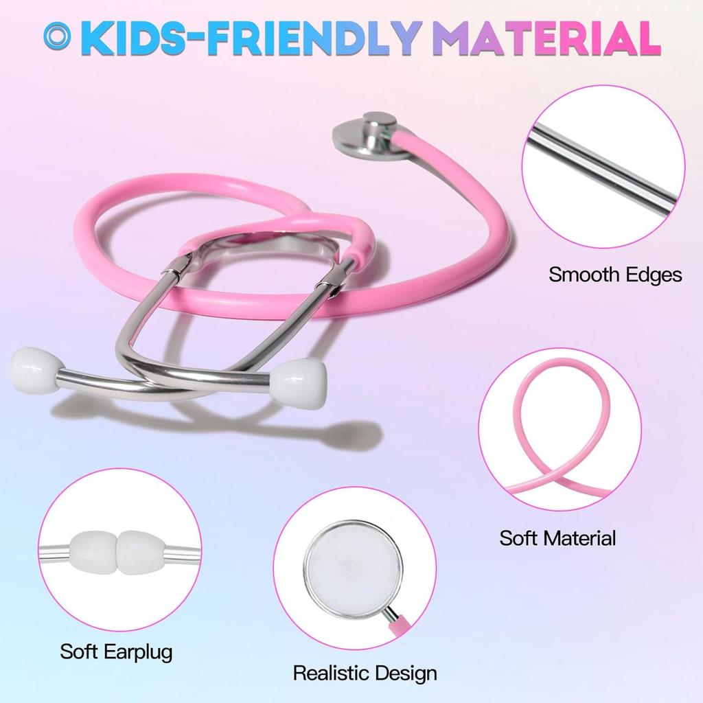 Kids Stethoscope Toy, 2 Pack Real Working Stethoscope Toy for Toddler 3 4 5, Doctor Play Set for Role Play, Medical Pretend Playset for Boys Girls