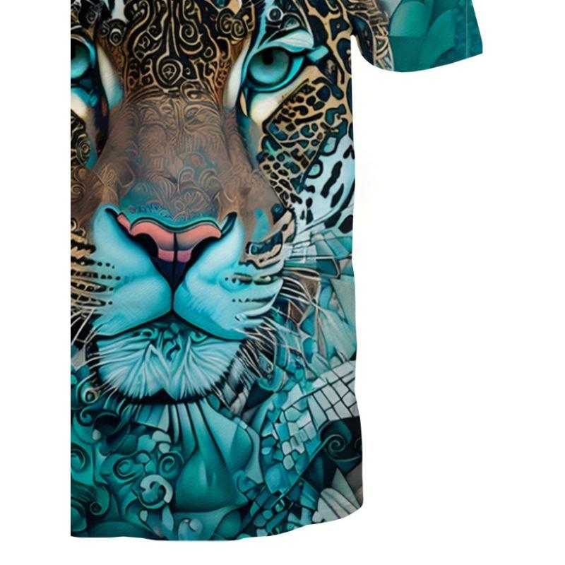 Animal 3D Printed Leopard Print Fashion Personalized Top O-neck Short Sleeved T-shirt