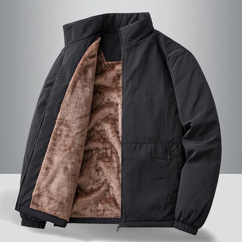 Nylon plus Samtjacke für Herbst und Winter, für junge und mittelalte Väter, Urbanes Herren-Business-Jackett, Executive, verdickt, winddichtes Oberteil