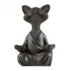 Statua di Gatto Zen in Resina in Posizione di Meditazione per Arredamento Casa e Ufficio