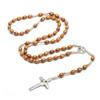 Natural Pine Wood Imitation Prayer Beads Necklace with Spacer Beads - Handwoven Cross-border Ornament, 10x8 Beads, with Spacer Beads.