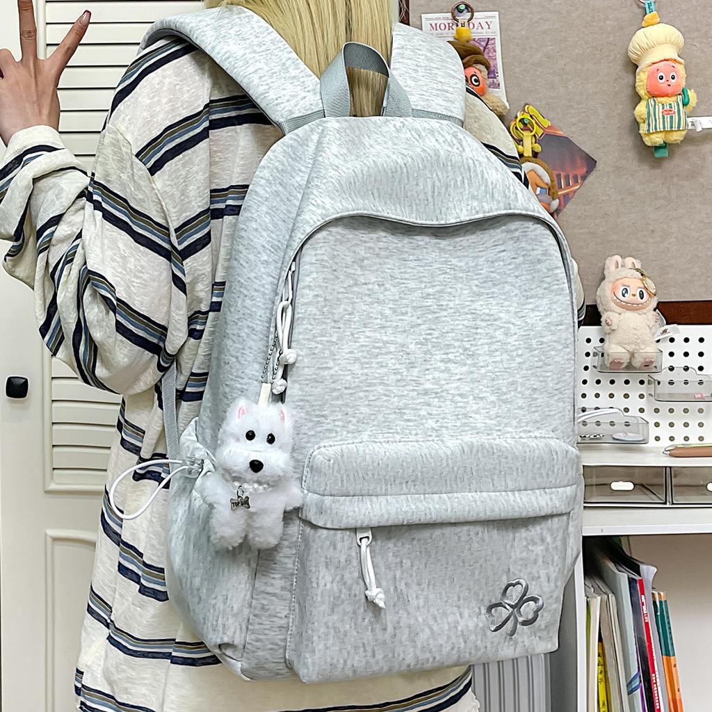 Schoolbag Korean Version New Letter Embroidered Backpack Trendy Retro Large Capacity Travel Backpack Campus Junior High School Student Schoolbag