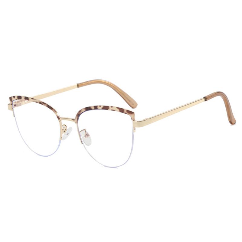 Vintage Metal Cat Eye Glasses Frame Women Cat-Eye Retro Luxury Eyeglasses Frame Brand Designer Computer Literature Glasses