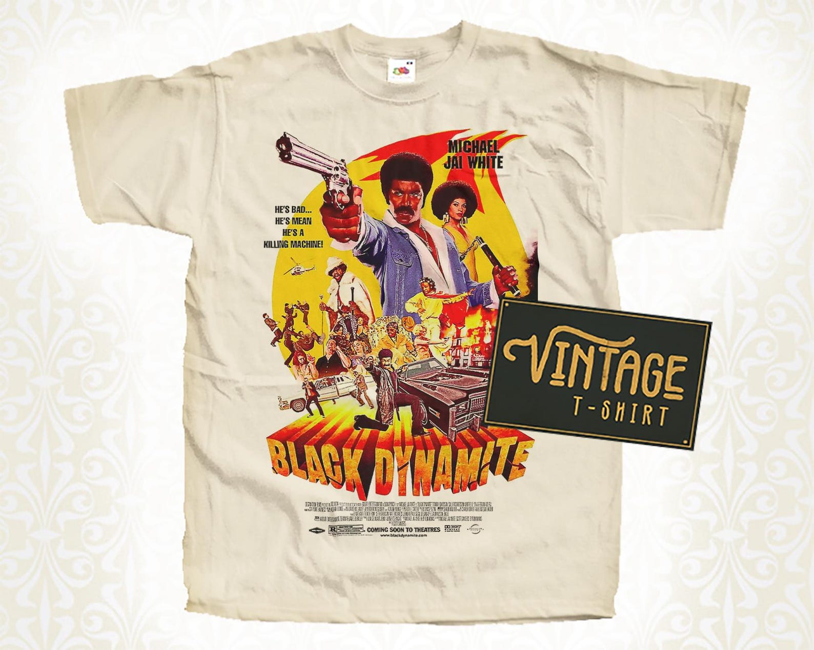 SALE Black dynamite T-Shirt Vintage Natural color Men s T-Shirt DTG Digital Print SIZES xl 4XL