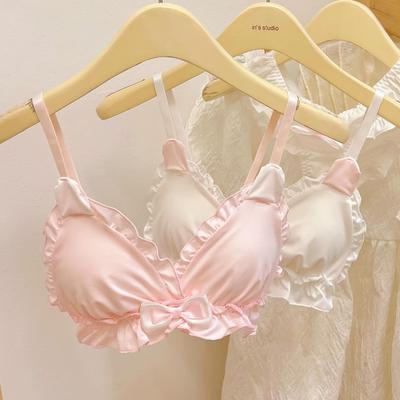 Soutiens-gorge pour filles Rose Mignon Cœur Décolleté en V Profond Push Up Soutiens-gorge pour femmes Tops à bretelles dos nu Lingerie féminine Soutiens-gorge rembourrés