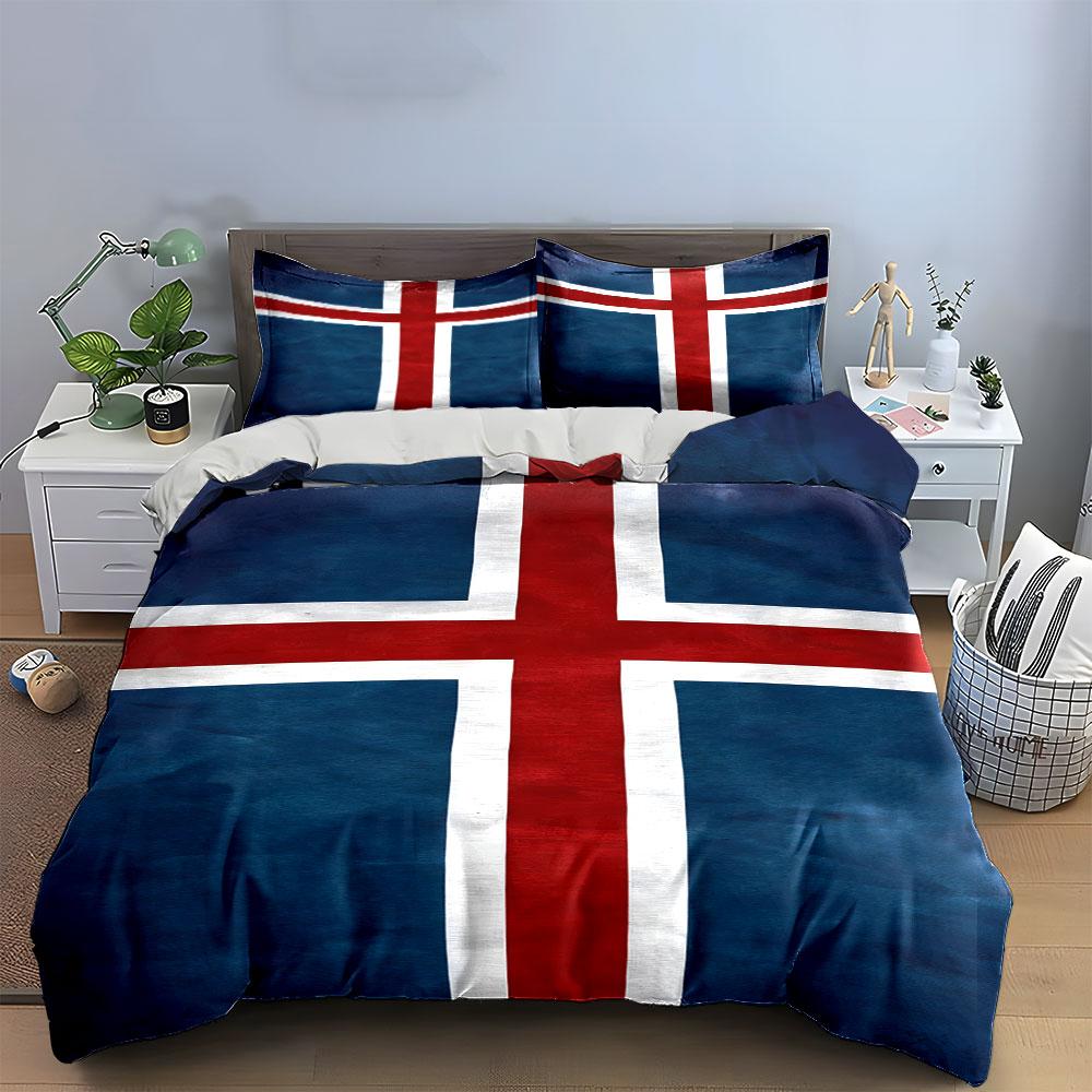 Red, white, blue cross. Bedding sets Duvet cover sets Duvet covers Pillowcases(1*Duvet Cover 2*Pillowcases without duvet insert)