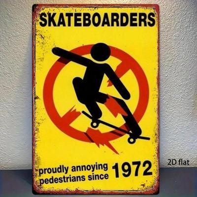 Skateboarder Metal Wall Art Vintage Retro Man Cave Decor Gift
