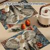 4pcs, 2D Flat Printing, Non-Real Embroidery Holy and Elegant Elephant Placemats, Fashion Printed Pattern Table Mats, Used for Dining Tables, Kitchens,