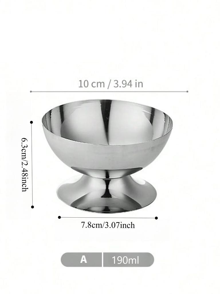 1pc Dessert Plate, Vegetable Bowl, Stainless Steel Ice Cream Cup, Tall Cup, Afternoon Tea Pudding Dessert Cup Cute Plates