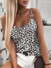 Summer Casual Women's Loose Sleeveless Sexy Tank Top Striped Cheetah Print Cami Top