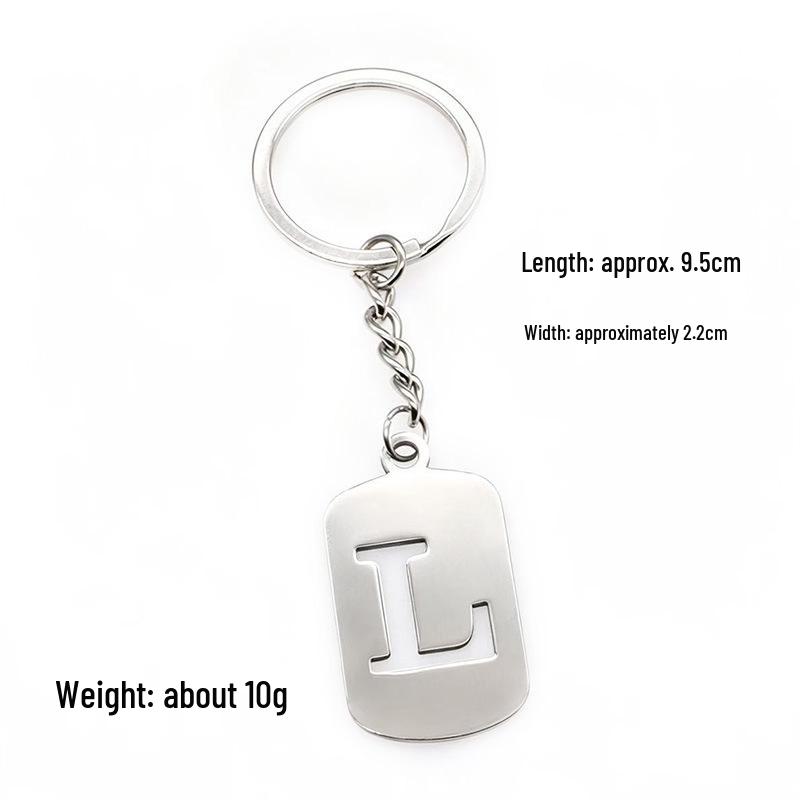 Pendentif Porte-clés 26 Lettres en Acier Inoxydable Creux - Polyvalent pour Sac à Dos, Voiture, Plaque Militaire