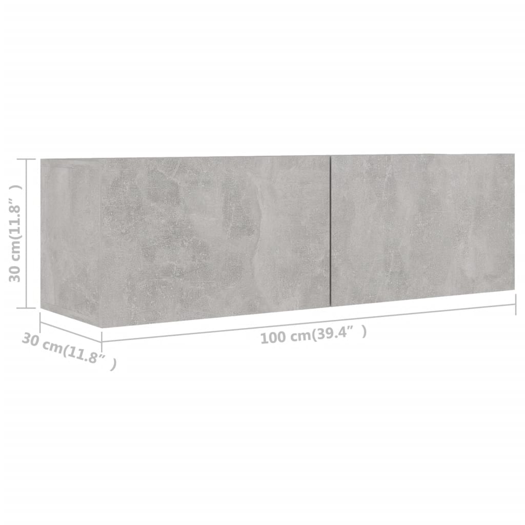 Vidaxl 2-Cz. TV Cabinet Set, Concrete Grey, Wood-Based Material