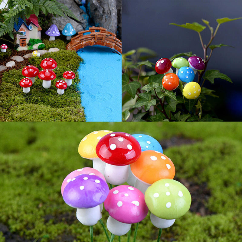 Mini Colored Mushroom Garden Decoration Mini Flower Pot Fairy Diy Dollhouse