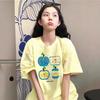 Milk Yellow Cotton Short-sleeved T-shirt Women's New Summer American Loose Niche Design Half-sleeved Top Ins