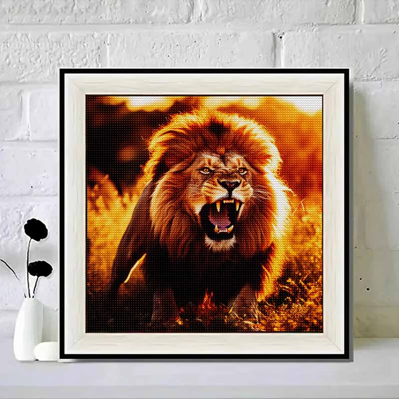 New Arrival 5D DIY Full Circle Diamond Painting "Lion" Embroidery Cross Stitch Home Decor Gift