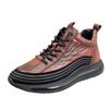 Men's Shoes Spring and Summer New Men's Casual Single Shoes Large Size Wedge Heel Elastic Belt Lace-up Single Shoes